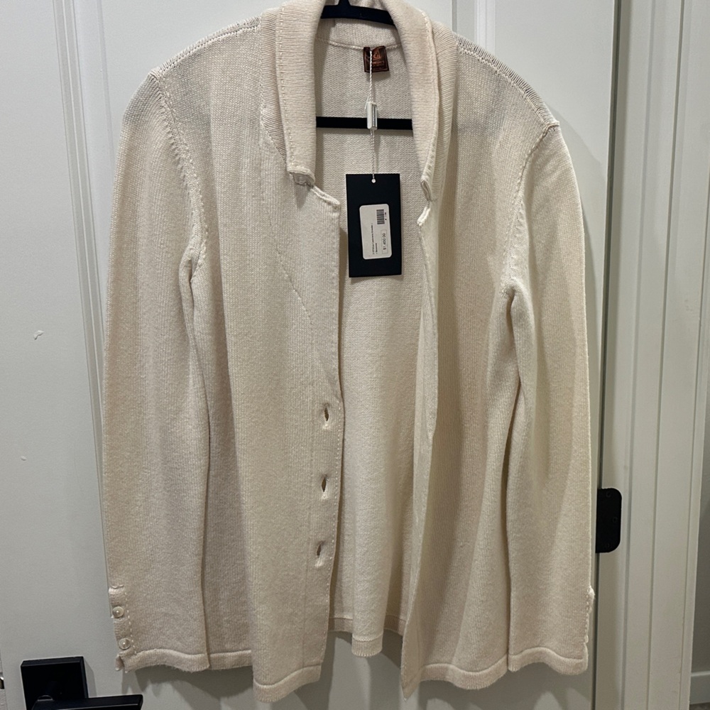 Cream Open-Front Knit Blazer Jacket - Giorgio Palm Beach